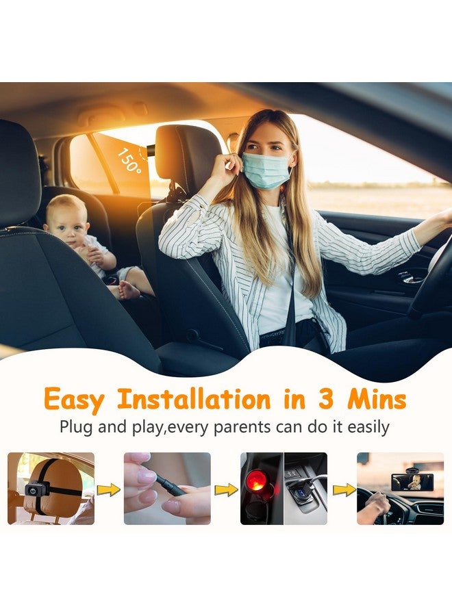 Yakry 2-Kids Baby Car Camera for Seat: 6.9 Inch Ultrawide Display with Two Cameras Rear Facing - USB Powered Backseat Camera HD 1080P Easy to Install - Image 5