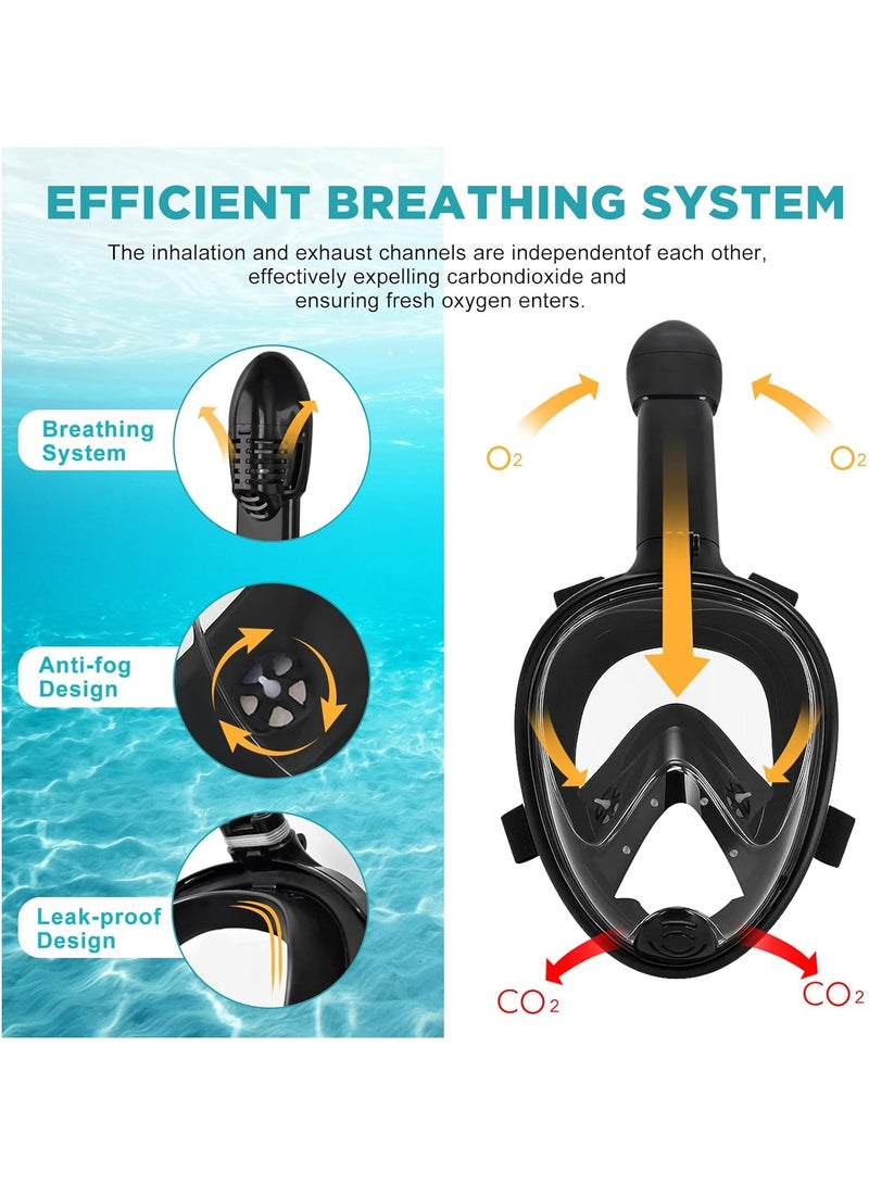 Full Face Snorkel Mask for Adults Teen, with Detachable Camera Mount, Safe Breathing, Anti Leak, Panoramic 180°View, Anti-Fog Anti-Leak Snorkling Set for Man and Women - Image 3