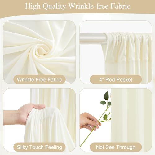 PARTISKY Beige Backdrop Curtains with Lights String for Parties,10x10FT Wrinkle Free Polyester Wedding Photo Backdrop Curtains for Baby Shower Birthday Ceremony Reception Home Party Decorations - Image 2