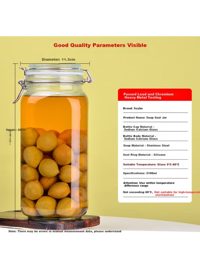 Scybe Xibei Glass Storage Jars, Airtight Containers, Glass Bottles For Honey, Jam, Pickles, Pan 3.2l + Si 2.1l - Image 4