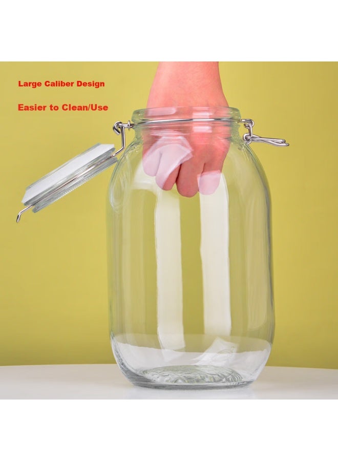 Scybe Xibei Glass Storage Jars, Airtight Containers, Glass Bottles For Honey, Jam, Pickles, Pan 3.2l + Si 2.1l - Image 3