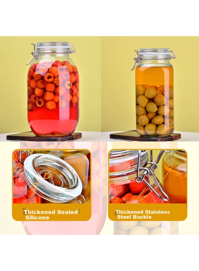 Scybe Xibei Glass Storage Jars, Airtight Containers, Glass Bottles For Honey, Jam, Pickles, Pan 3.2l + Si 2.1l - Image 5