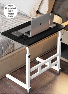 Toshionics Upgraded Metal Base Adjustable Multipurpose Movable Desktop Computer Mobile Laptop Desk Home And Office Desks For Work and Study Moveable Portable Coffee Overbed Tray Bedside Sofa Table  - Image 1