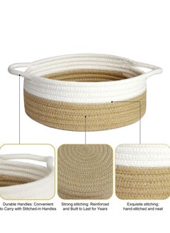 Generic 5 Piece Round Small Woven Baskets Set Cotton Rope Baskets For Organizing Fruits Remotes Key Tray Bowl for Entryway Desk Shallow Home Decor Cat Dog Gift  - Image 4