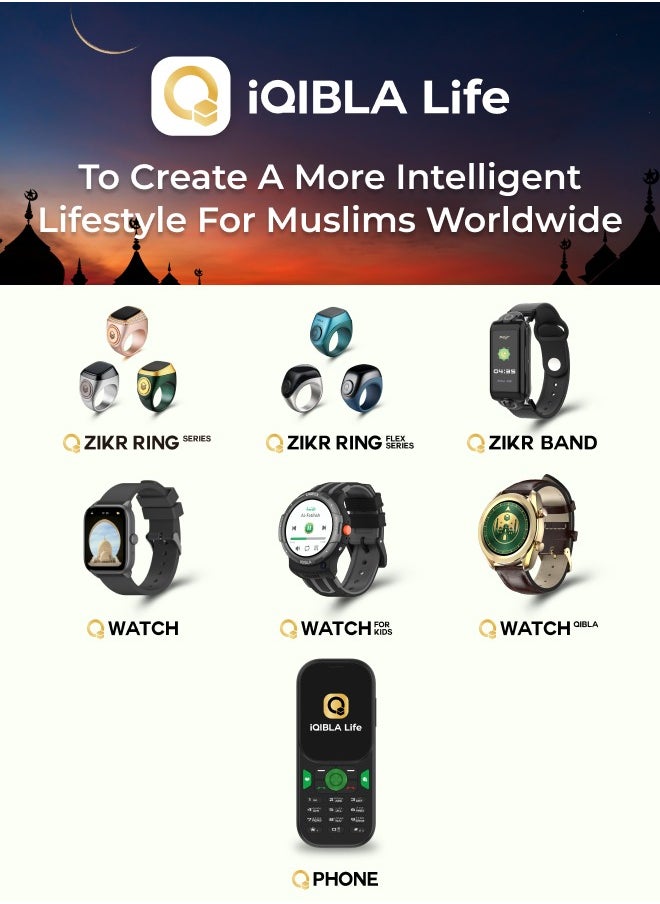 iQIBLA - UMEOX iQIBLA Smart Zikr Flex Pro Ring 0.42inch Graphite | 5 Prayer Time Reminders | Tasbih Smart Counter | Stronger Tracks 65000 Counts | Stronger Capacity Longer Lasting Battery Charging Case | iQIBLA Social Life App(Points Redemption,Sleep,Heart Rate,Steps...) | One Year After Sales Service | Waterproof Life | Metallic Smooth Texture | for Musilm - Image 1