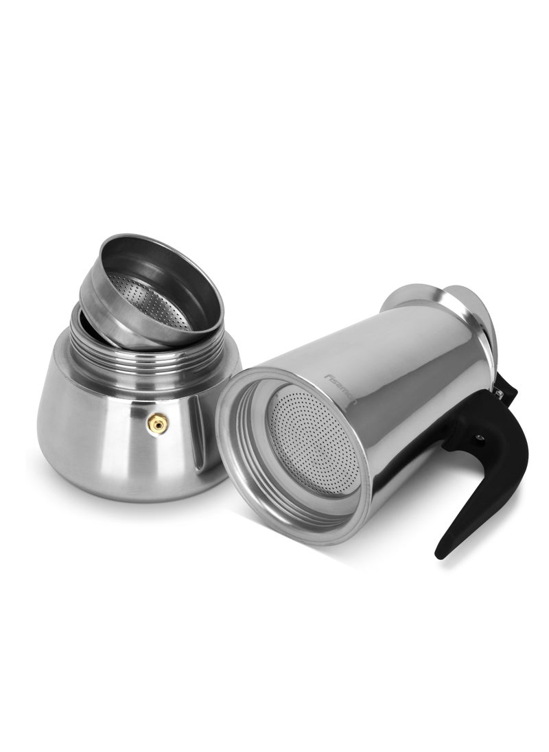 Fissman Coffee Maker, Moka Pot 450mL,  Espresso Maker Stovetop for 9-Cups, Stainless Steel Moka Stovetop Espresso Maker, Induction Bottom Compatible for all Cooktops  - Image 5