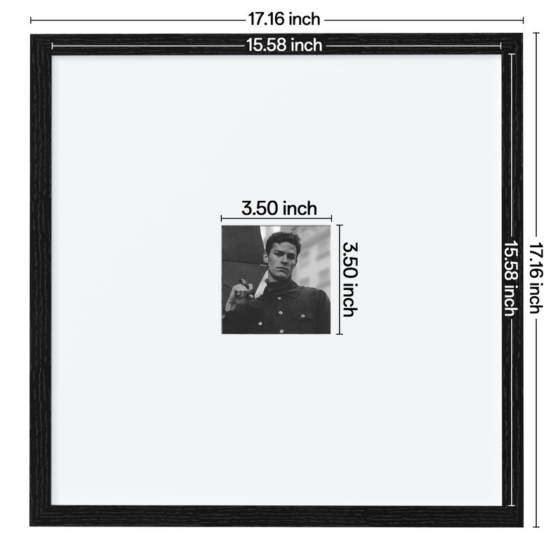 eletecpro 16x16 Picture Frames Set of 9, Classic Gallery Wall Frame Set for 4x4 Photos with Mat or 16x16 without Mat, Large Picture Frame for Art Prints, Black Poster Frames for Home Decor Wall - Image 3