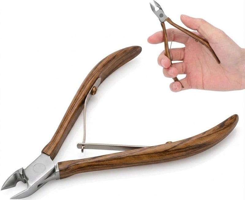 Trimmer Cuticle Nippers,Professional Stainless Steel Cuticle Cutter Cuticle Clippers Cuticle Remover,Pedicure Manicure Tools for Fingernails and Toenails(wood color) - Image 1