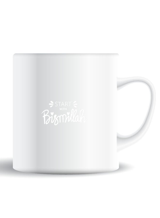 Theodor Premium Quality Two Sided Printed Coffee Mug Tea Cup Start With Bismillah For Home Office, Kids Men Women - Image 1