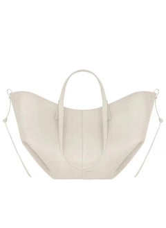 Generic French Polen Tote Bag Soft Genuine Leather Underarm Shopping Bag Fashionable Handheld Single Shoulder Commute Large Capacity Bag White white small size 
