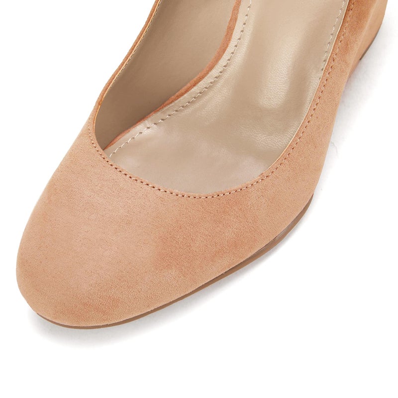 Coutgo Womens Wedge Shoes Closed Toe Mary Jane Pumps Ankle Strap High Heels Comfortable Office Wedding Dress Shoes, Khaki, Size 6.5 - Image 5