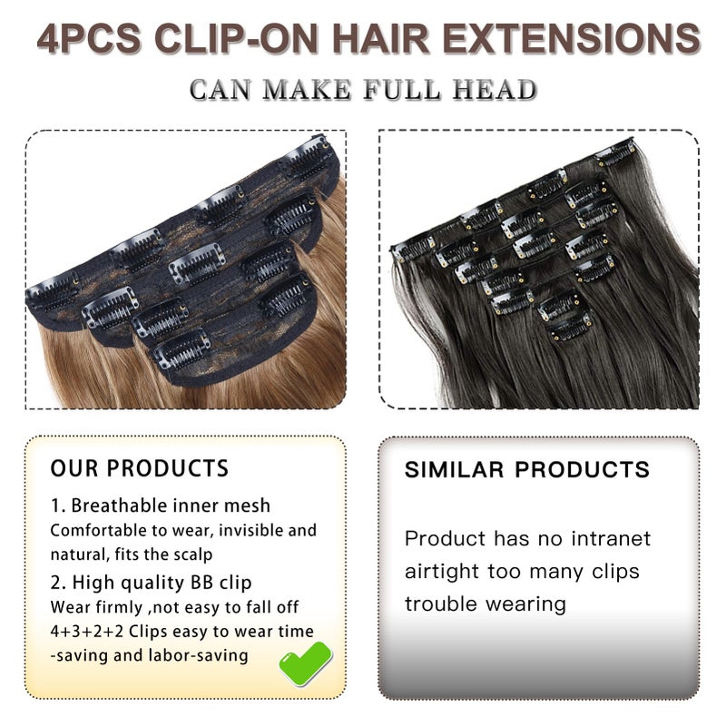 LEEONS Reddish Brown Mixed Light Brown Curly Wavy Hair Extensions 20 Inch Long Hair Extensions for Women Daily Use(Reddish Brown Mixed Light Brown) - Image 5