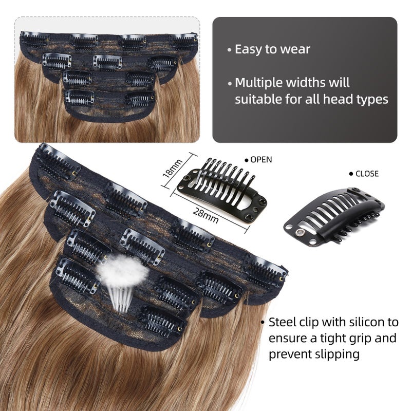 LEEONS Reddish Brown Mixed Light Brown Curly Wavy Hair Extensions 20 Inch Long Hair Extensions for Women Daily Use(Reddish Brown Mixed Light Brown) - Image 4