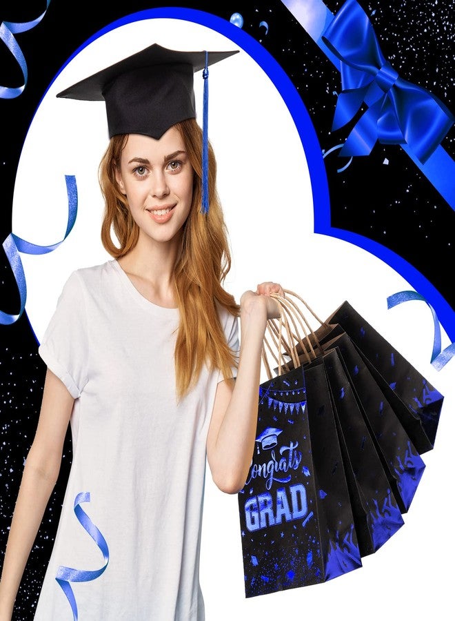 PerKoop مجموعة بيركوب من 12 كيس هدايا تخرج أزرق بمقابض، دفعة 2026، أكياس ورقية لهدايا حفلات التخرج، زينة حلوى التخرج للجامعات والمدارس الثانوية، 8 × 6 × 3 بوصة - Image 5