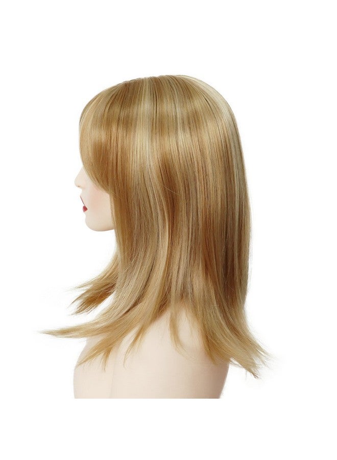 GNIMEGIL Wigs Strawberry Blonde Wig With Bangs Synthetic Hair Full Natural Wig Straight Medium Length Bob Wig Halloween Costume Wigs For Women Cosplay Wigs 14" - Image 5