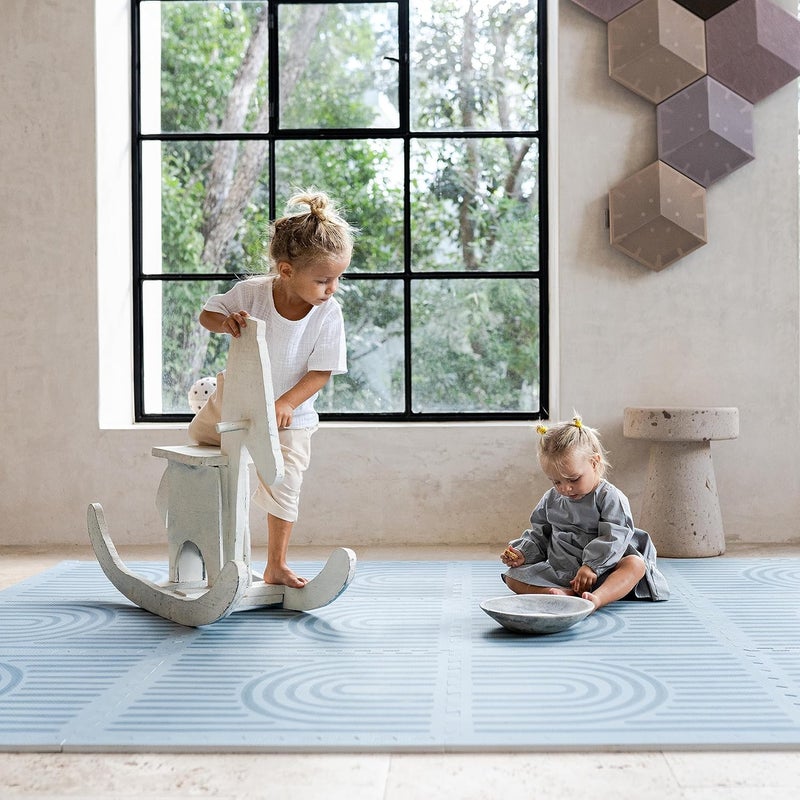 toddlekind Baby Puzzle Mats, 6 Piece Set Including Rim, Non-Toxic Foam Mats for Tummy Time and Crawling, 60 × 60 cm Each Piece, Total Area: 120 x 180 cm, Linear Mineral - Image 4
