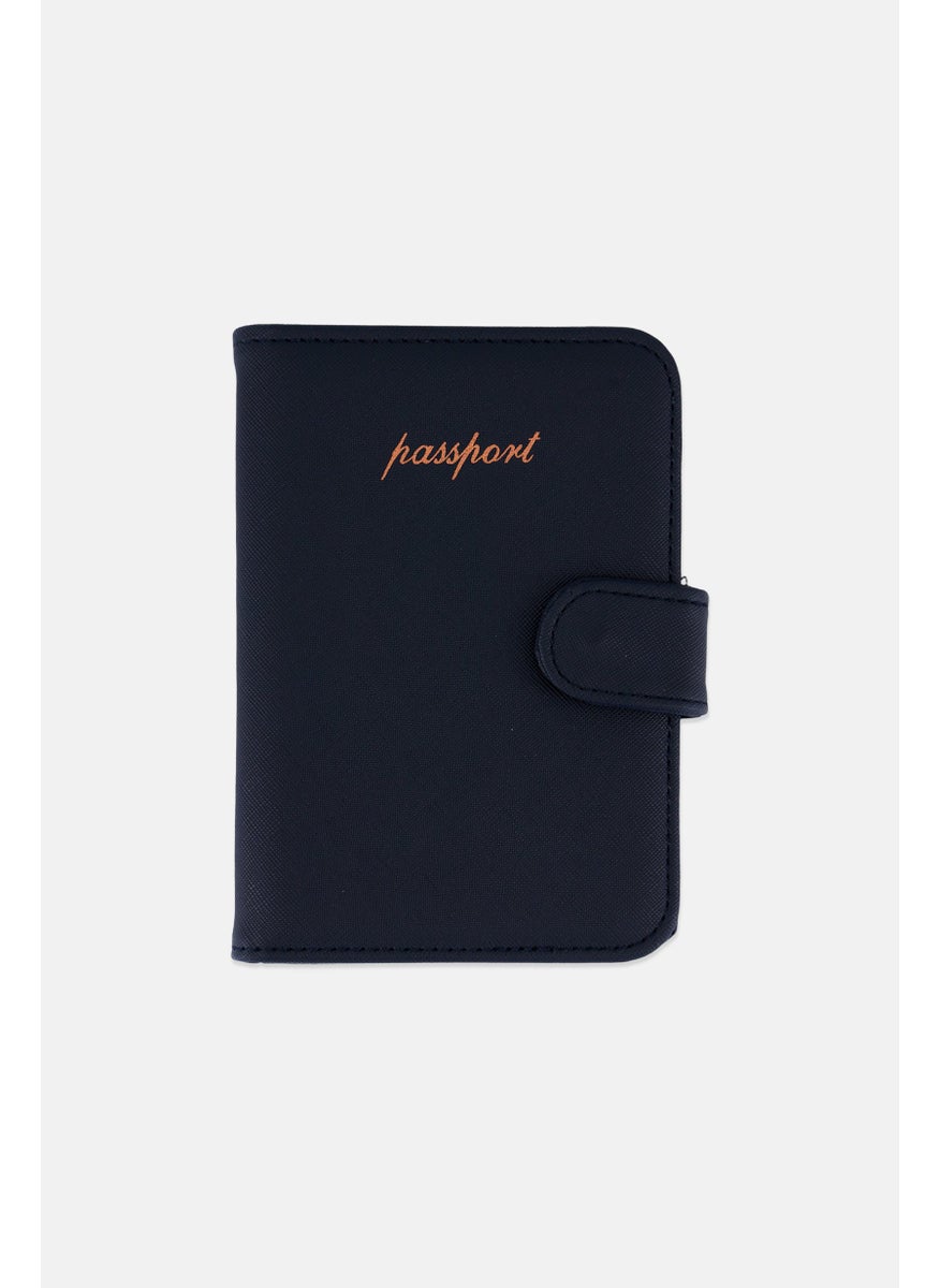 Miamica - Women Brand Logo Passport Case 21 L x 16 H x 1 W cm, Navy - Image 1