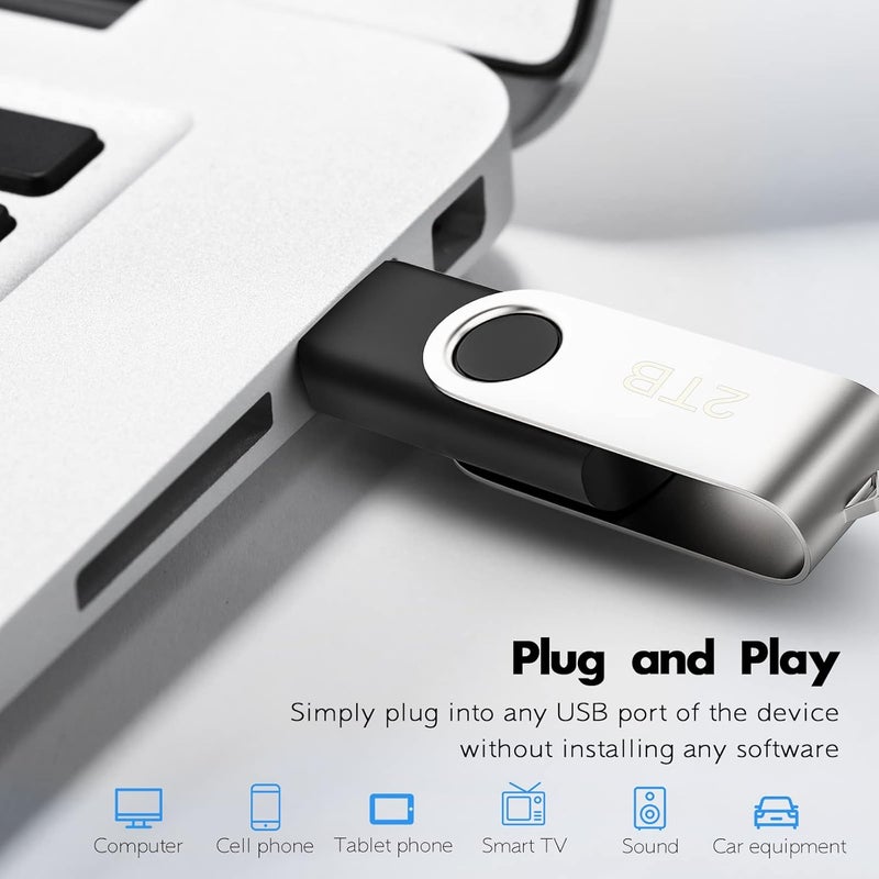 ذاكرة USB دوارة عالية السرعة بسعة 2 تيرا بايت، وذاكرة تخزين محمولة عالية السعة، مناسبة لأجهزة الكمبيوتر والأجهزة المحمولة - Image 2