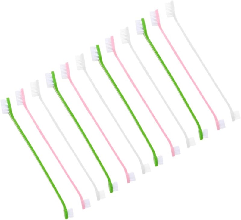 12pcs Dual Head Dog Toothbrush Soft Bristles For Puppy And Pet Oral Care Cleaning - Image 1