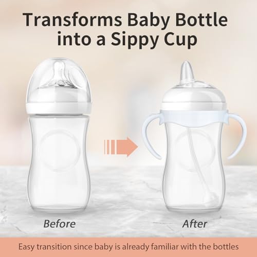 Ullnosoo 4 Pack Sippy Cup Nipples Kit for Philips Avent Natural Baby Bottle, Toddler Transition Kit with 4 Soft Straw Nipple, 2 Weighted Straw, 2 Bottle Handle, 2 Cleaning Brush - Image 5