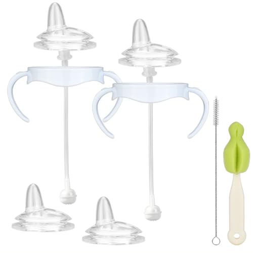 Ullnosoo 4 Pack Sippy Cup Nipples Kit for Philips Avent Natural Baby Bottle, Toddler Transition Kit with 4 Soft Straw Nipple, 2 Weighted Straw, 2 Bottle Handle, 2 Cleaning Brush - Image 1