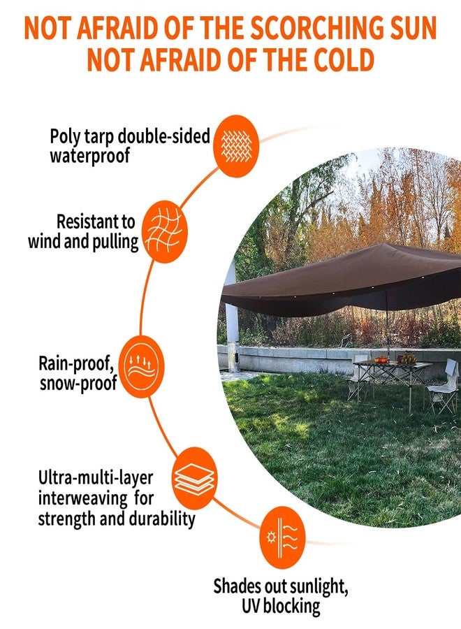 WUPUSDER Tarps Heavy Duty Waterproof 12x12ft, 16Mil Poly Tarps with Grommets, UV Resistant, Brown Multipurpose Tarpaulin with Reinforced Edges, Camping, Outdoor Coverings - Image 4