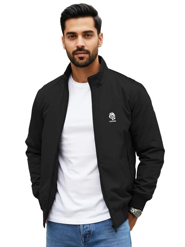 LEOTUDE Full Sleeve Windcheater Polyester Jacket For Mens (JKT-15JACKET_P_Black_XL) - Image 1
