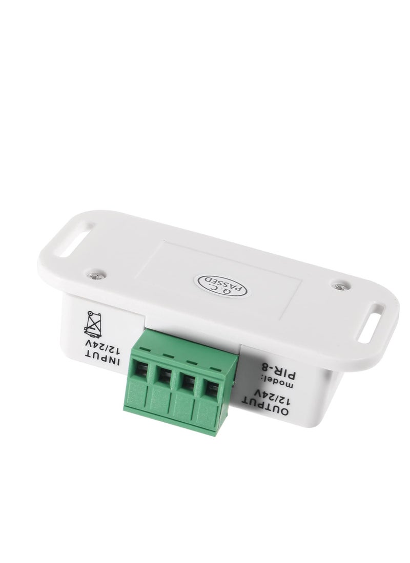 DC 12V 24V PIR Sensor LED Motion Sensor Switch, 2 Pcs Body Infrared Sensing Detector, for Timer Function Automatic Sign Control PIR Controller LED Light Strips (White)