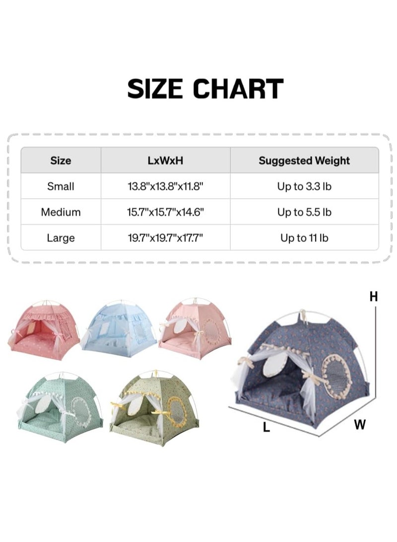 Cat Bed Tent Dog House Indoor and Outdoor Lace Mesh Breathable Window Door Curtain Removable Portable Nest Tent House (Small Gray) - Image 4