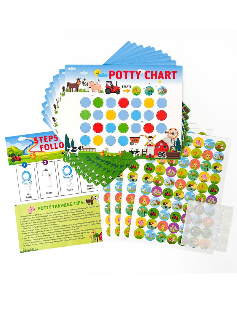 نوفولان مخطط نوفولان للأطفال للتدريب على استخدام المرحاض، مخطط ملصقات مكافأة التدريب على استخدام المرحاض للأطفال، ملصقات تدريب على استخدام المرحاض للأولاد والبنات، نظام ملصقات المكافأة، تشجيع وتحفيز (مزرعة) - Image 2
