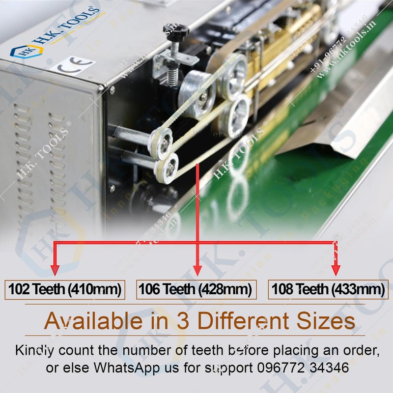 HKTOOLS Nylon Teeth Belt for Sealing Machine Premium Quality Durable Life Size 428mm106 Teeth Pack of 10 - Image 2