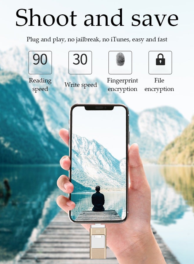 فلاش درايف، USB 3.0 دفع وسحب، ذاكرة فلاش، تصميم قابل للتوسيع من كلا الطرفين، 32GB، مناسب لأندرويد، USB ومنفذ لايتنينغ - Image 5