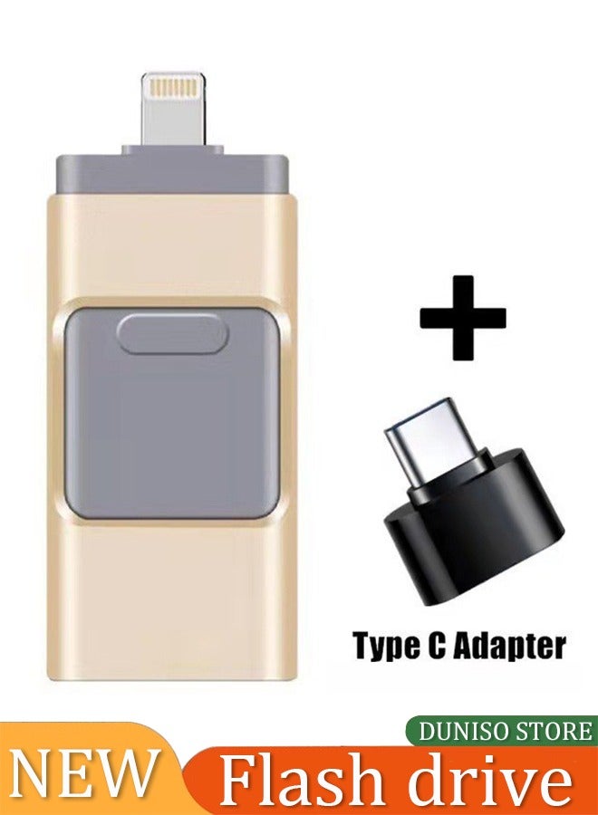 فلاش درايف، USB 3.0 دفع وسحب، ذاكرة فلاش، تصميم قابل للتوسيع من كلا الطرفين، 32GB، مناسب لأندرويد، USB ومنفذ لايتنينغ - Image 1