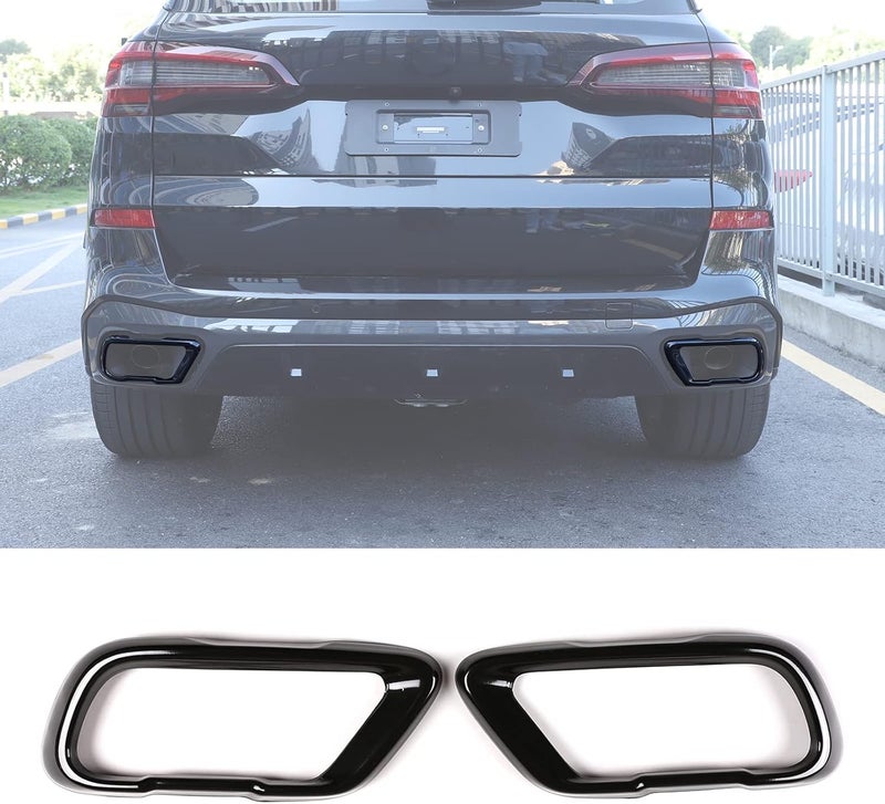 LLKUANG Stainless Steel Tail Muffler Exhaust Pipe Cover for BMW X5 G05, X6 G06, X7 G07 (2019-2021) - Black - Image 1