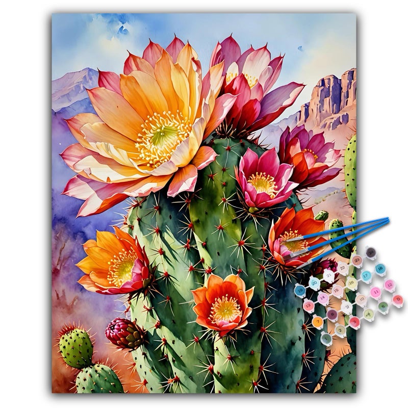Offito Paint by Numbers Kit for Adults Cactus Adult Paint by Number Kits on Canvas for Beginners Cactus DIY Acrylic Oil Number Painting Kits for Home Wall Decor Gift 16x 20 Without Frame - Image 3
