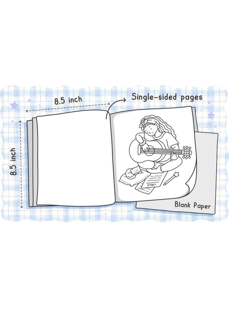 جاياتو Girl Moments 48 قطعة من كتاب التلوين للبالغين والمراهقين، نشاط استرخاء يومي لطيف ومريح مع رسوم توضيحية غريبة الأطوار للفتيات يقرأن مع الحيوانات الأليفة، مثالي لتخفيف التوتر وهدايا العطلات - Image 3