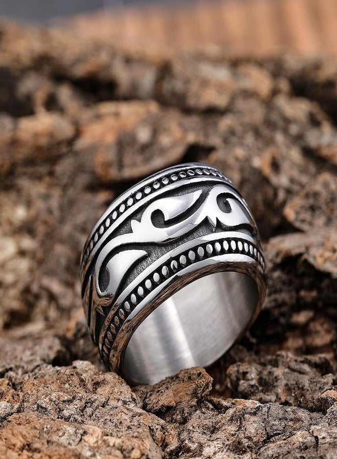 ENHONG Men's Biker Thumb Ring, Celtic Knot Stainless Steel Wide Band, Fashion Motorcycle Jewelry, Large Pinky Signet Ring Size 15 - Image 3