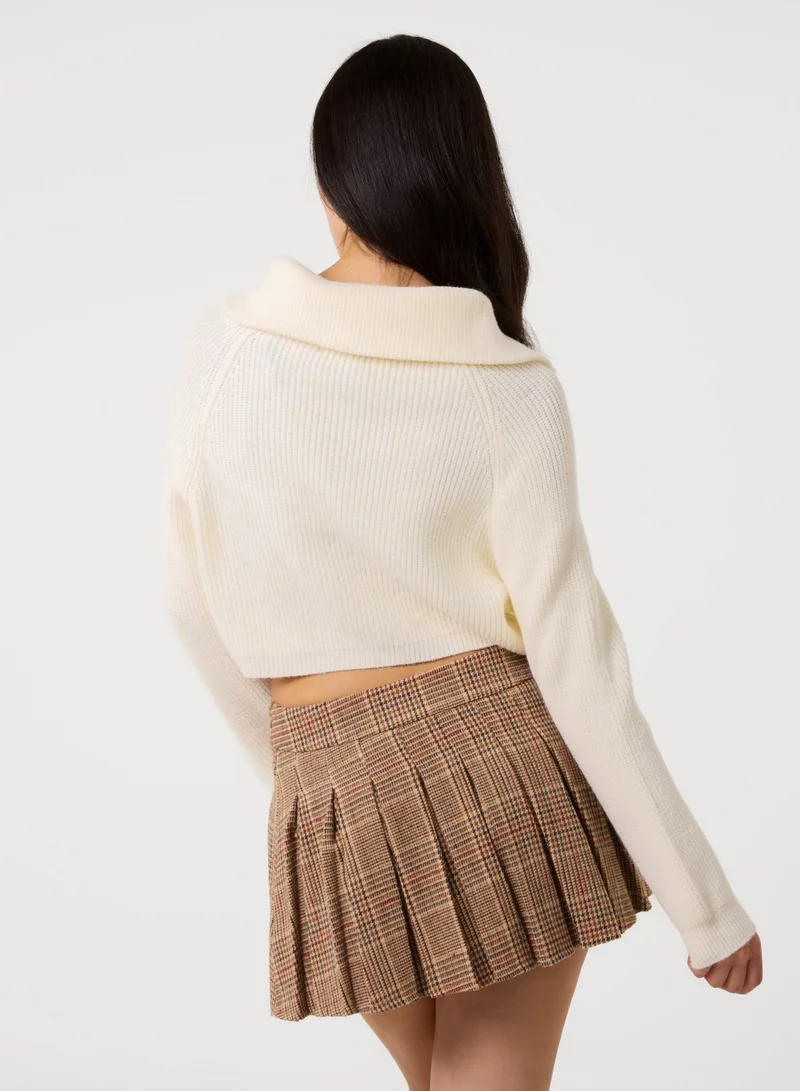 بينك فانيلا سترة صوفية بسحاب نصفي