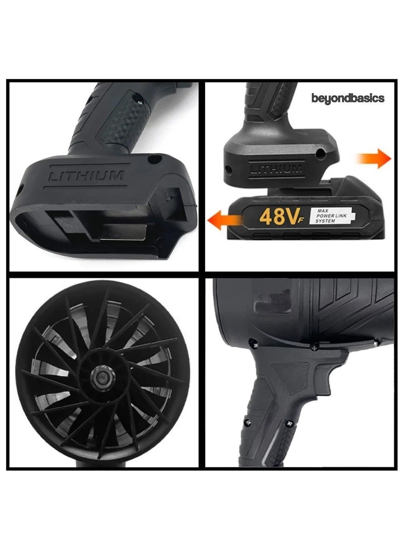 ما وراء الأساسيات مروحة لاسلكية قوية، منفاخ غبار وأوراق محمول صغير، منفاخ هواء توربو للسيارة، مروحة عالية السرعة لتنظيف الغبار في الأماكن المغلقة والمفتوحة والمنزل والحديقة مع بطارية 3000 مللي أمبير في الساعة. - Image 3