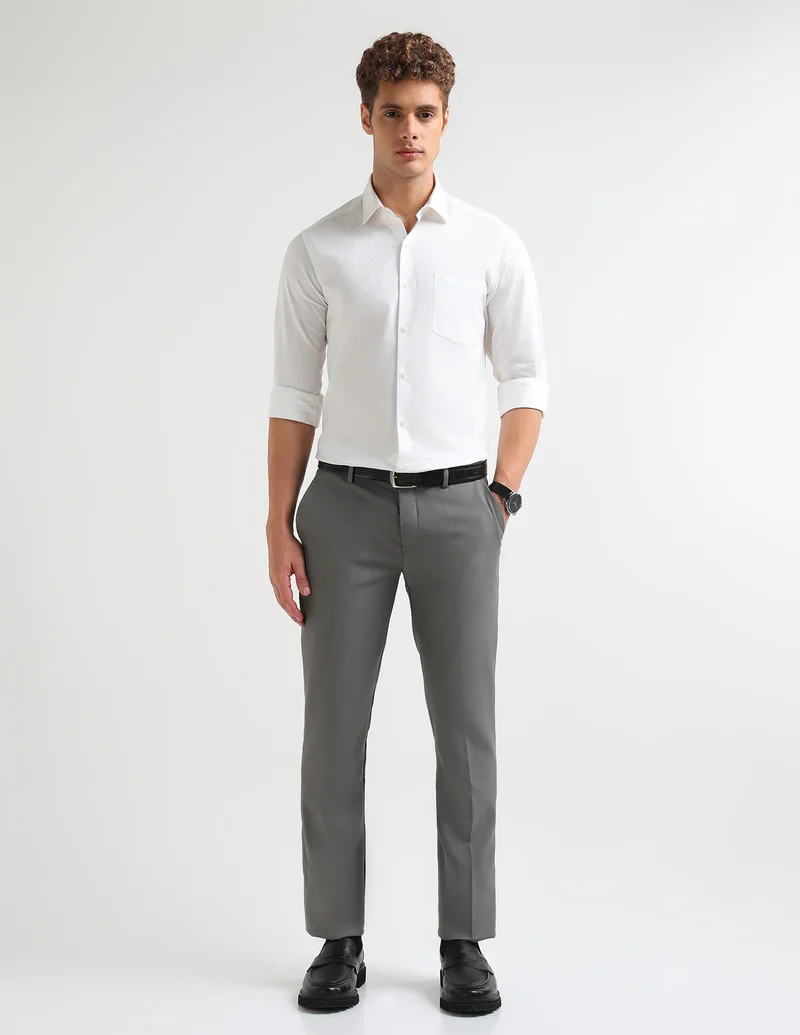 Arrow Grey Dobby Textured Trousers for Men | Best Price UAE