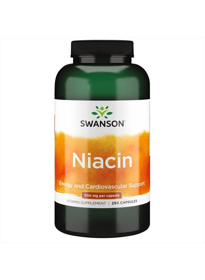 SWANSON Niacin (B3) Cardio Health Support Carbohydrate Metabolism 500 Milligrams 250 Capsules - Image 1
