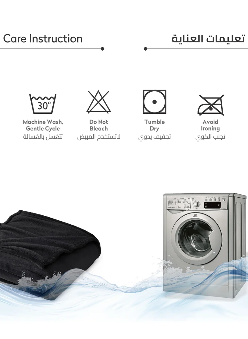 Donetella Fleece Blanket King Size(200 X 240 CM) Super Soft Throw Blanket With 300 GSM Best Lightweight Warm Plush Throws For Bed, Sofa,Couch And Camping,Black