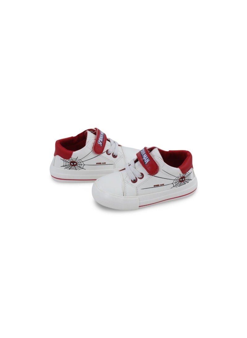 Boys Spider-Man Leather Sneakers – Red & White - Image 1