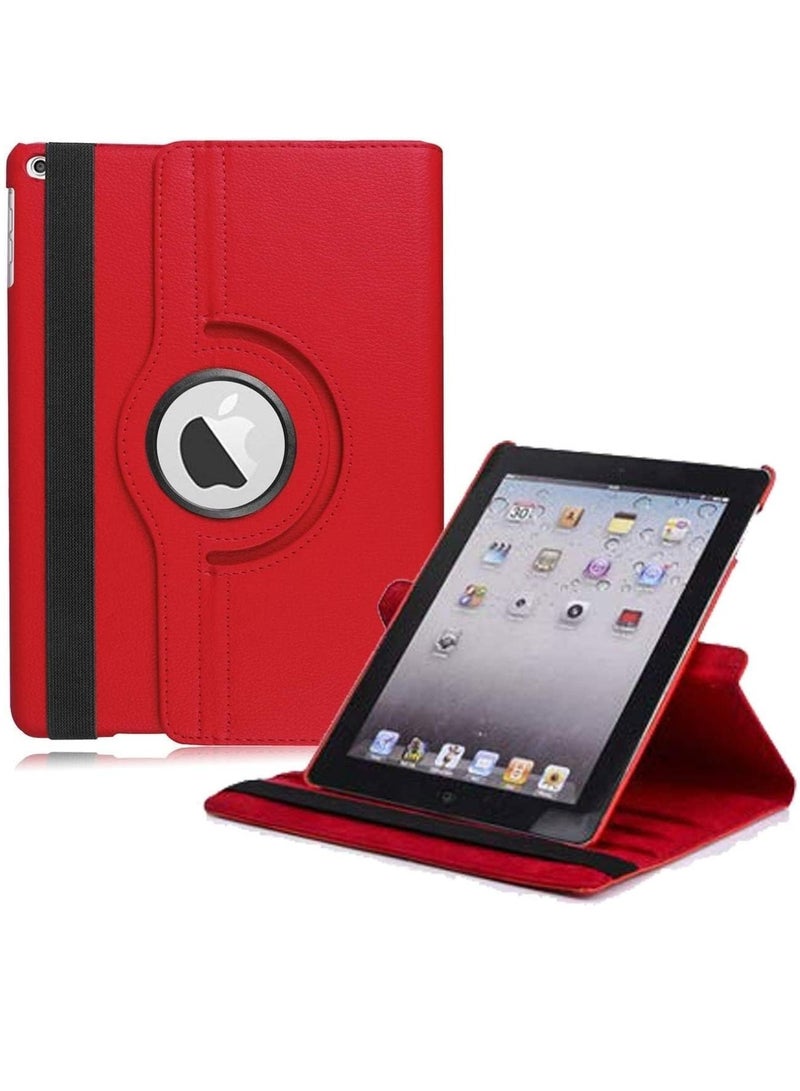 ELTRAZONE New iPad 2017 9.7" / iPad Air 2 Leather Case - 360 Degree Rotating Stand Smart Cover with Auto Sleep/Wake - Red - Image 1