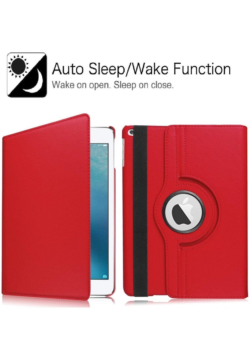 ELTRAZONE New iPad 2017 9.7" / iPad Air 2 Leather Case - 360 Degree Rotating Stand Smart Cover with Auto Sleep/Wake - Red - Image 2