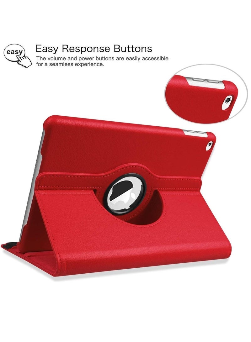 ELTRAZONE New iPad 2017 9.7" / iPad Air 2 Leather Case - 360 Degree Rotating Stand Smart Cover with Auto Sleep/Wake - Red - Image 3