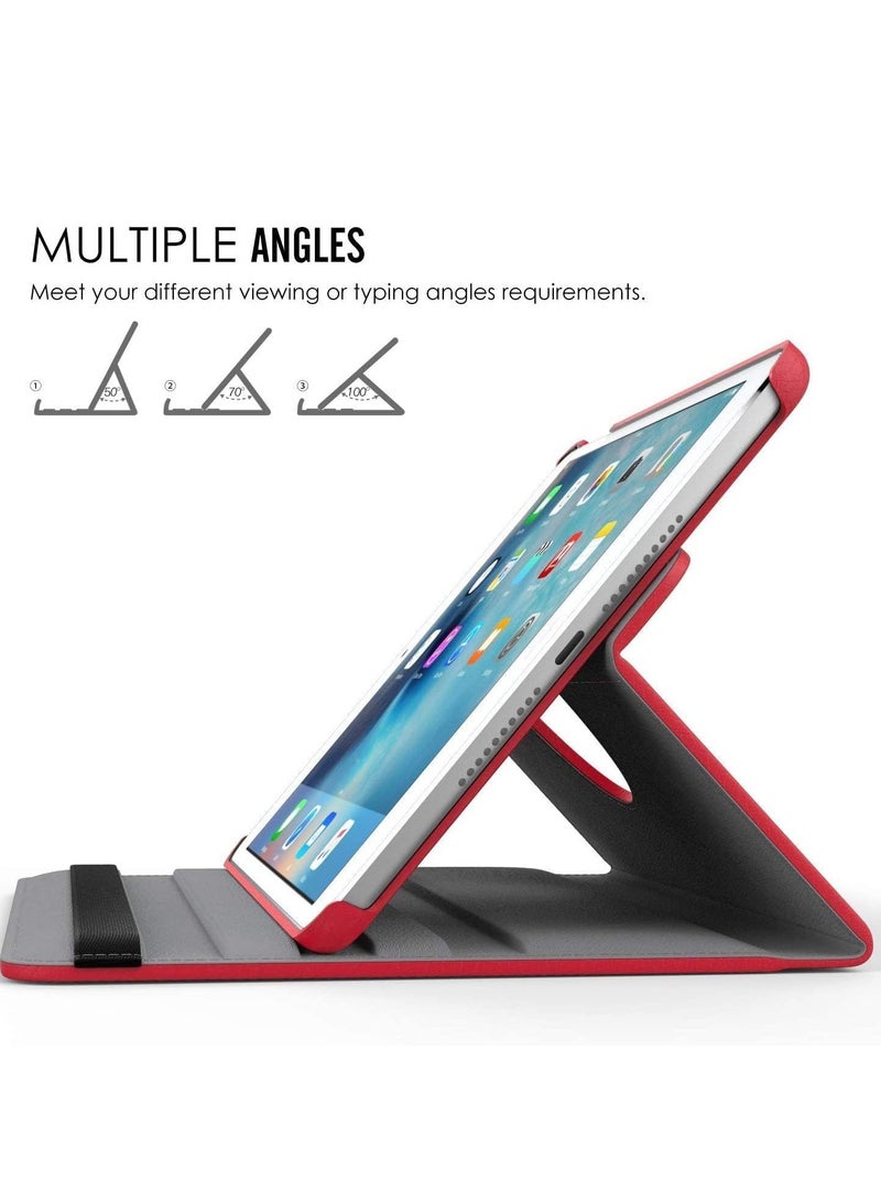 ELTRAZONE New iPad 2017 9.7" / iPad Air 2 Leather Case - 360 Degree Rotating Stand Smart Cover with Auto Sleep/Wake - Red - Image 4