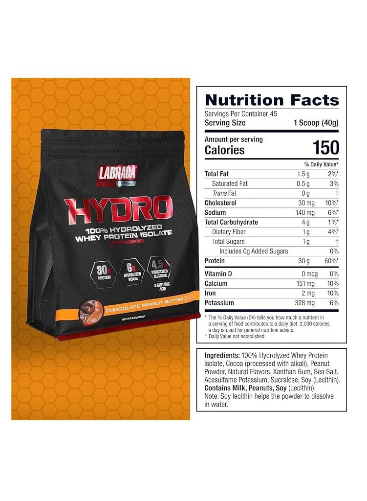 Labrada ProSeries Hydro 100% Hydrolyzed Whey Protein Isolate 4lb Chocolate Peanut Butter - Image 3