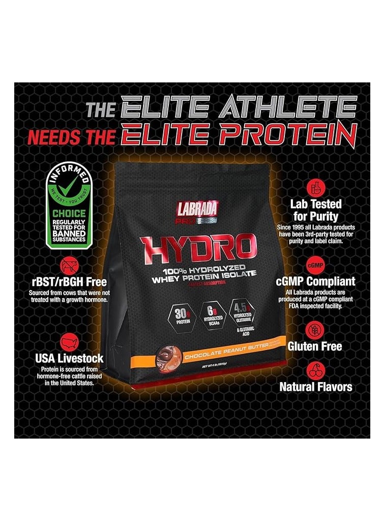 Labrada ProSeries Hydro 100% Hydrolyzed Whey Protein Isolate 4lb Chocolate Peanut Butter - Image 2
