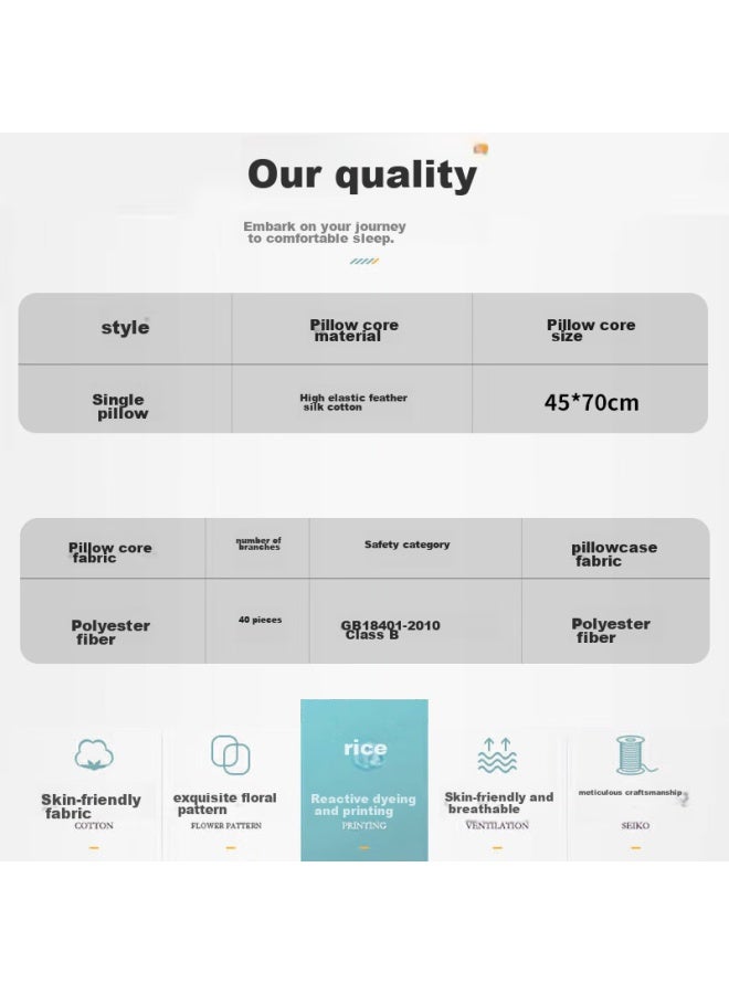 Avivi Aiwei 110g Washable Cotton Pillowcase + Pillow Set, Student Dormitory Hotel Home Use Pillow Core, Jianxi Ge - Image 1